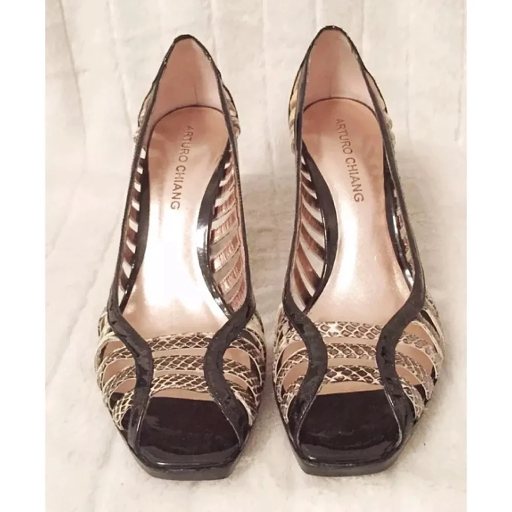 Arturo Chiang Leather Sole High Heel Pumps Size 8M - Picture 3 of 8